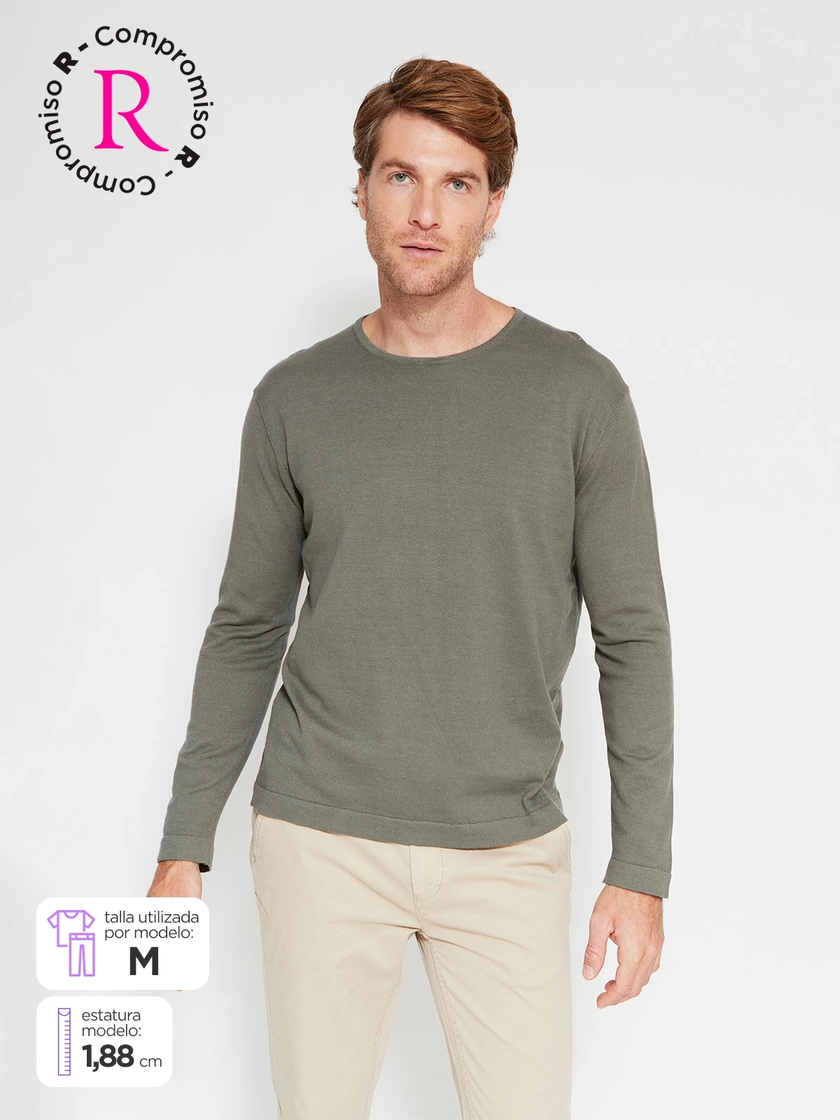 SWEATER HOMBRE CACHAREL ALGODÓN CUELLO REDONDO - 1