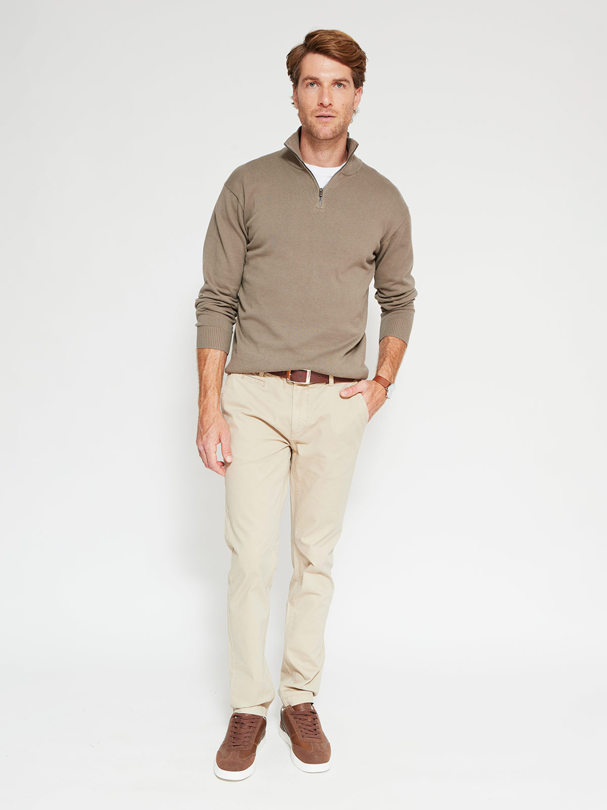 SWEATER HOMBRE CACHAREL ALGODÓN HALF ZIPPER TEXTURA - 4