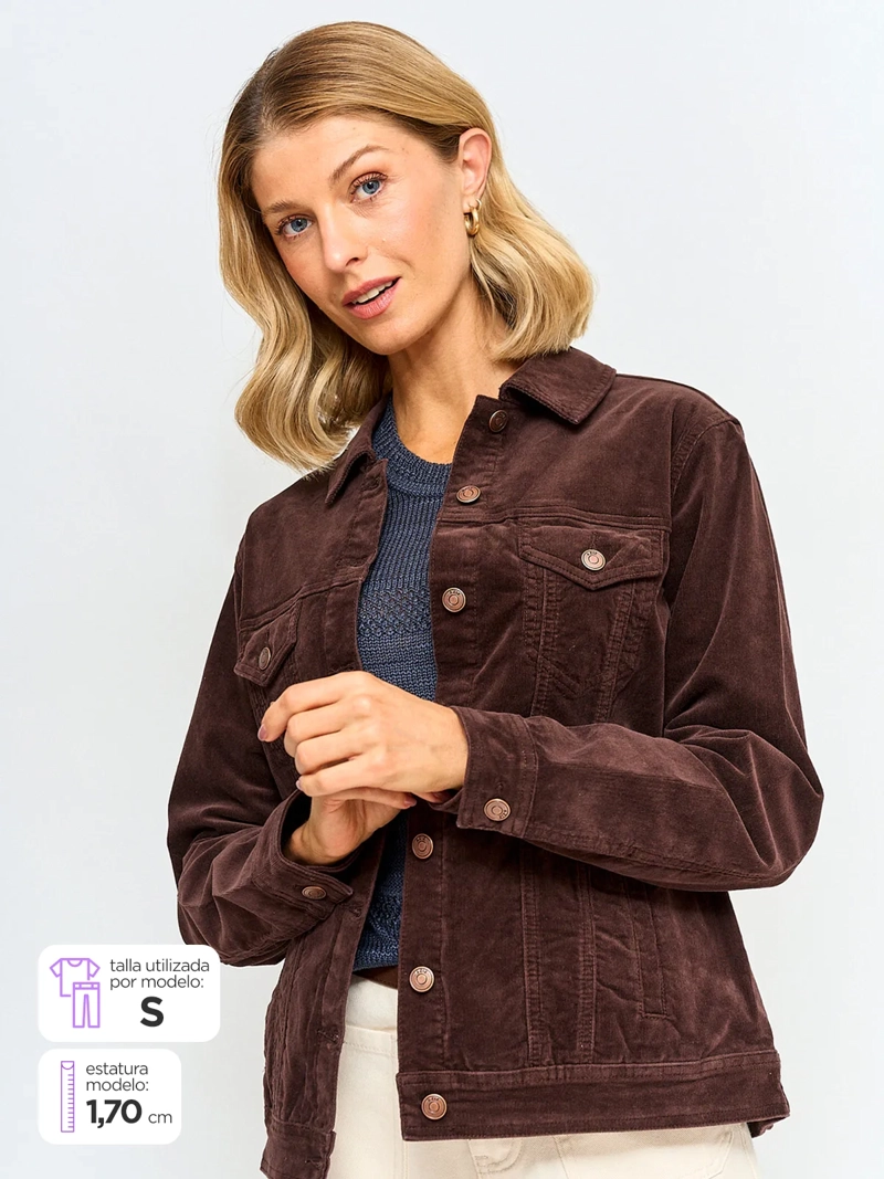 CHAQUETA MUJER AZIZ ALGODÓN CORTA COTELÉ - 1