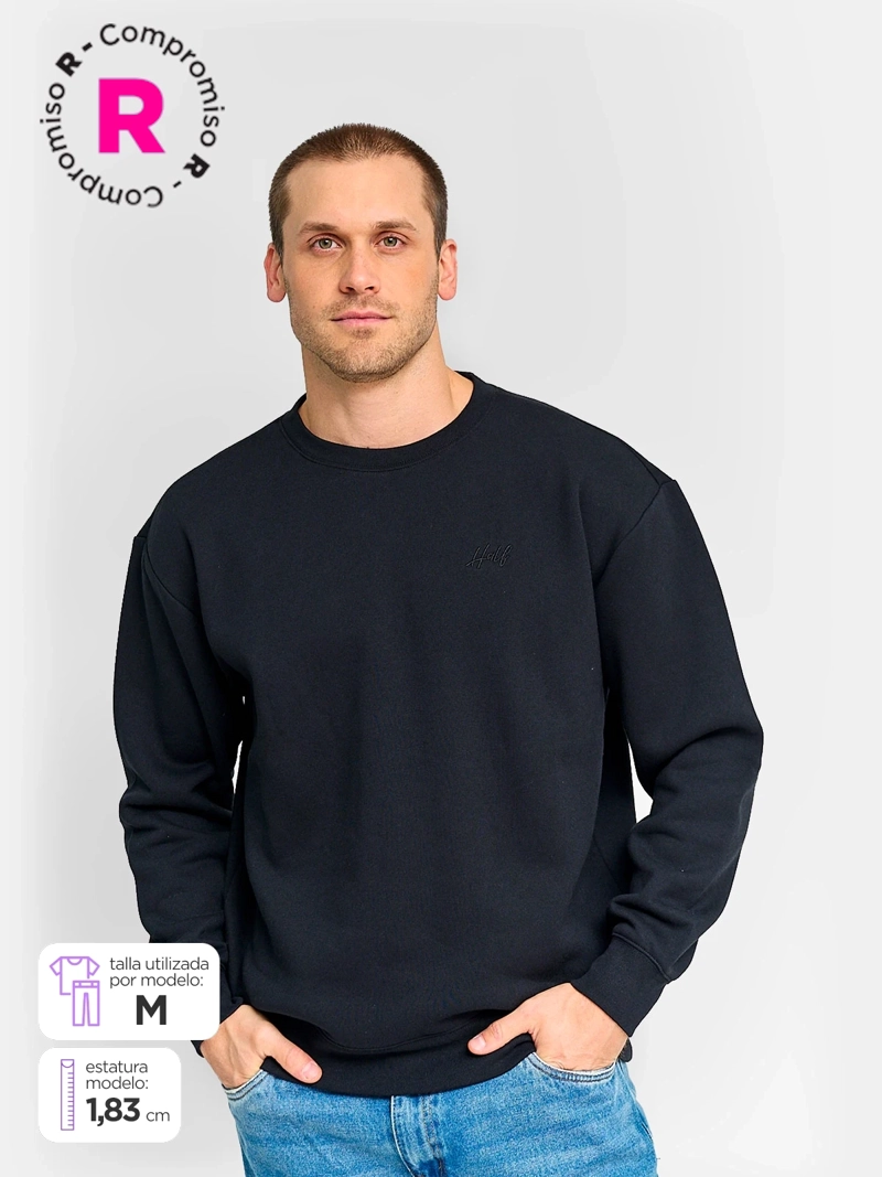 POLERÓN HOMBRE HALF ALGODÓN CREW NECK BORDADO - 1