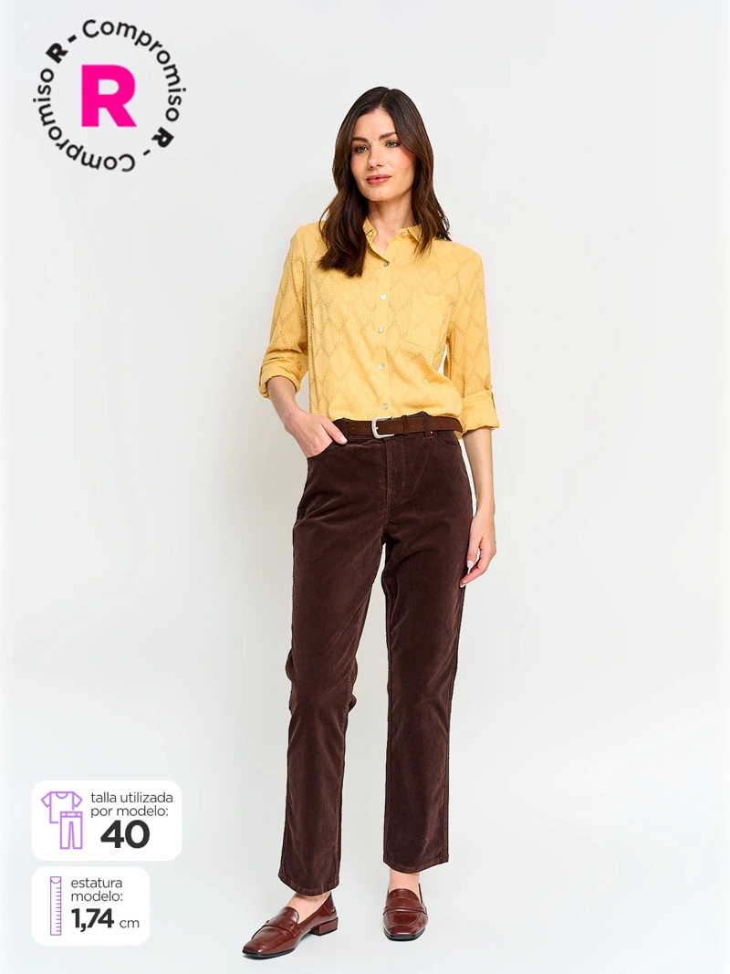 PANTALÓN MUJER AZIZ ALGODÓN REGULAR COTELÉ - 1
