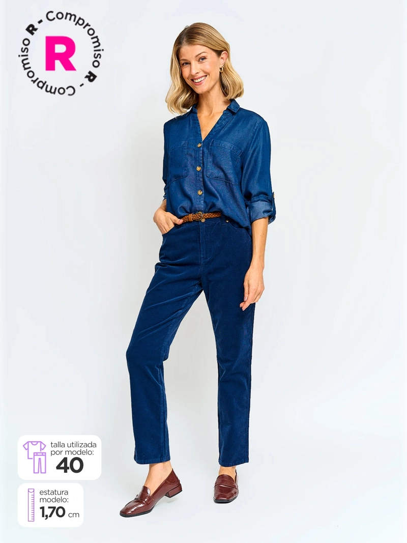 AZIZ PANTALÓN MUJER AZIZ ALGODÓN REGULAR COTELÉ