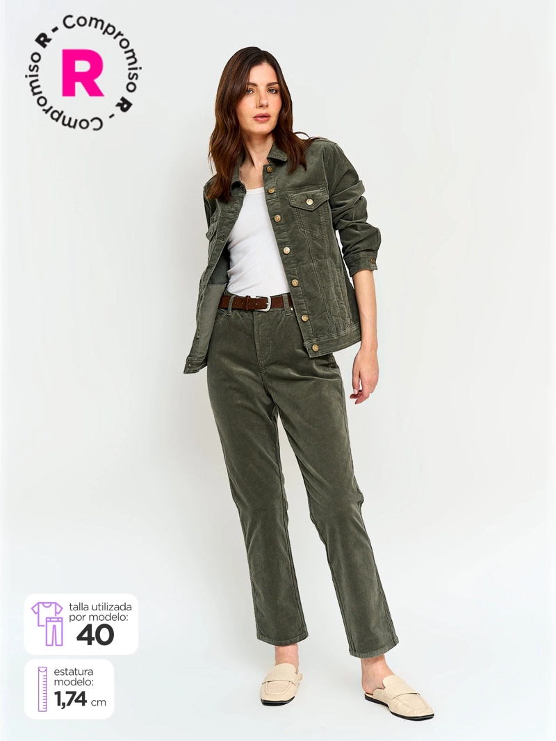 PANTALÓN MUJER AZIZ ALGODÓN REGULAR COTELÉ - 1