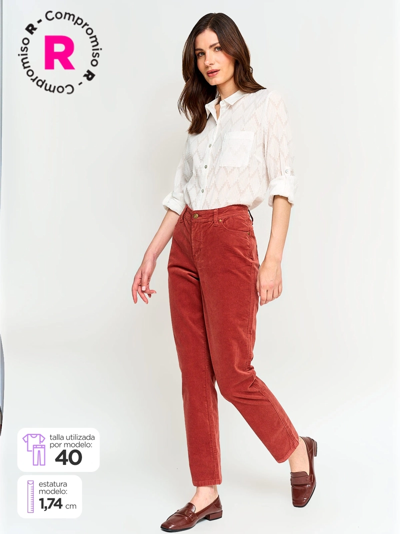 PANTALÓN MUJER AZIZ ALGODÓN REGULAR COTELÉ - 1
