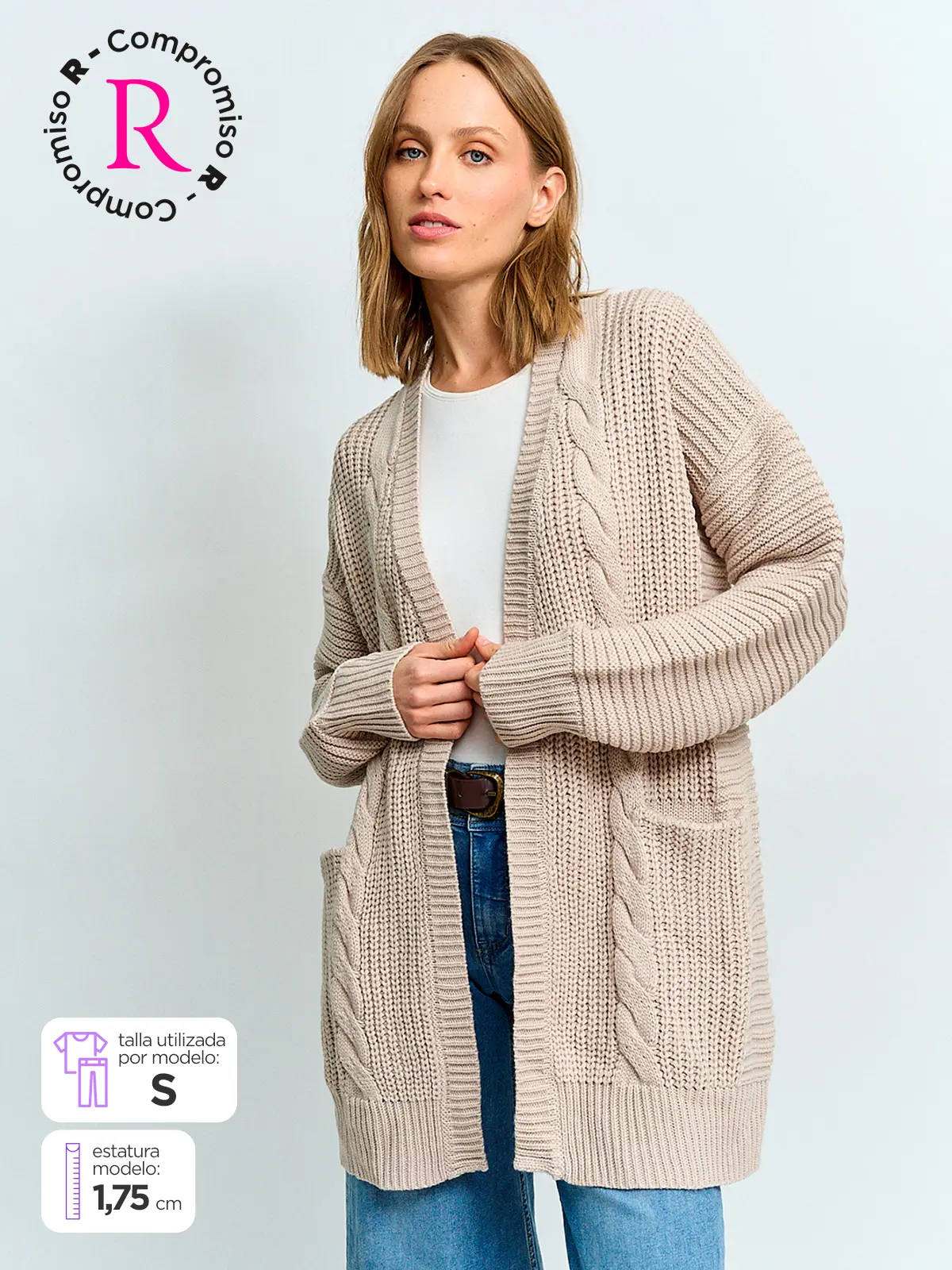 CARDIGAN MUJER AZIZ TRENZA FRONTAL - 1