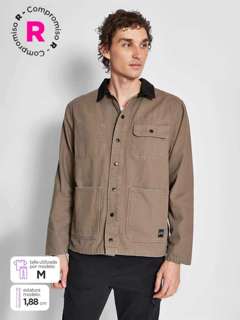 CHAQUETA HOMBRE HALF ALGODÓN CUELLO COTELÉ - 1