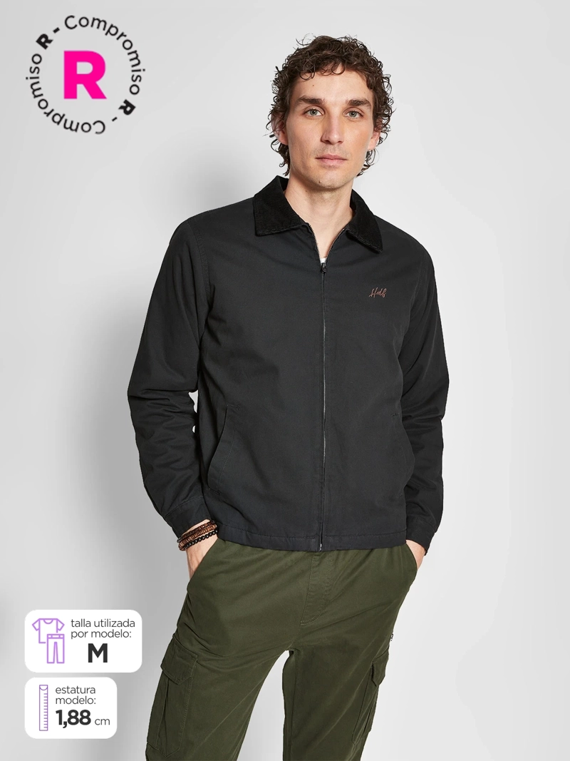 CHAQUETA HOMBRE HALF ALGODÓN CUELLO COTELÉ FULL ZIPPER - 1
