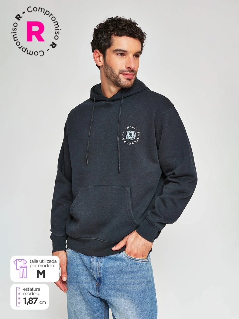 POLERÓN HOMBRE HALF ALGODÓN HOODIE ACID WASH PRINT - 1