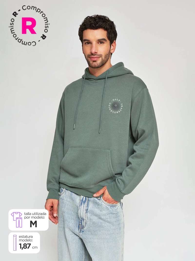 POLERÓN HOMBRE HALF ALGODÓN HOODIE ACID WASH PRINT - 1