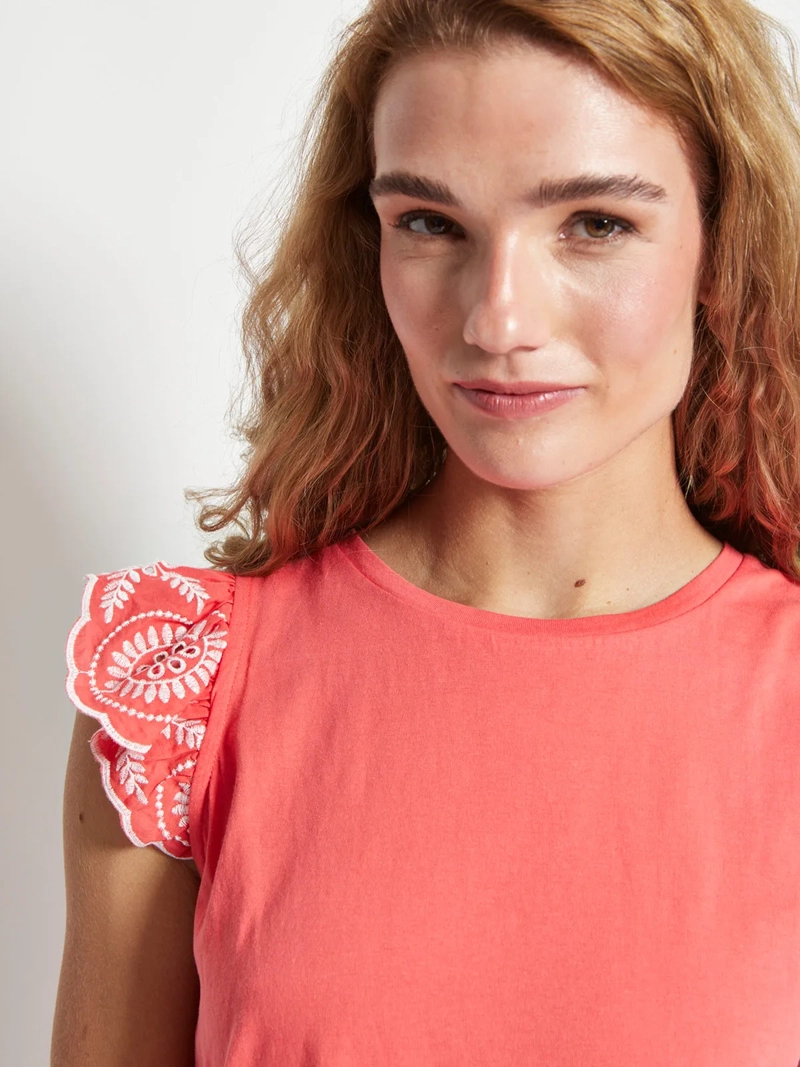 POLERA MUJER REGATTA ALGODÓN MANGA CORTA BORDADO - 3