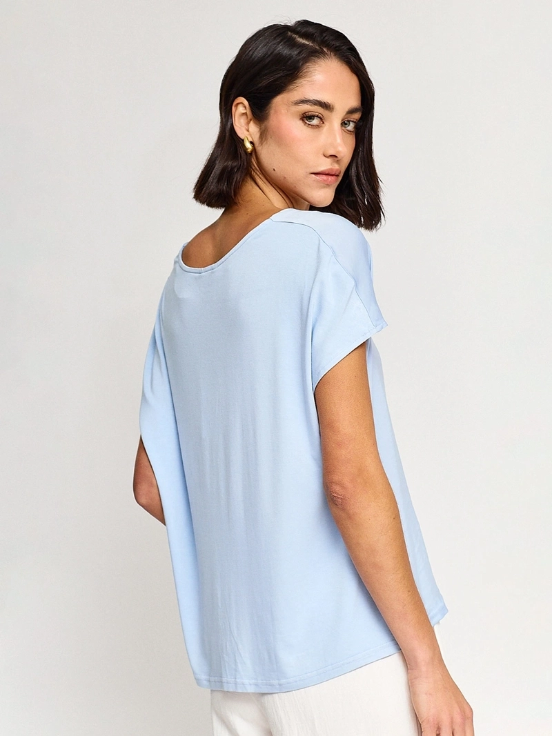 BLUSA MUJER CACHAREL CUELLO EN V MANGA CORTA - 2