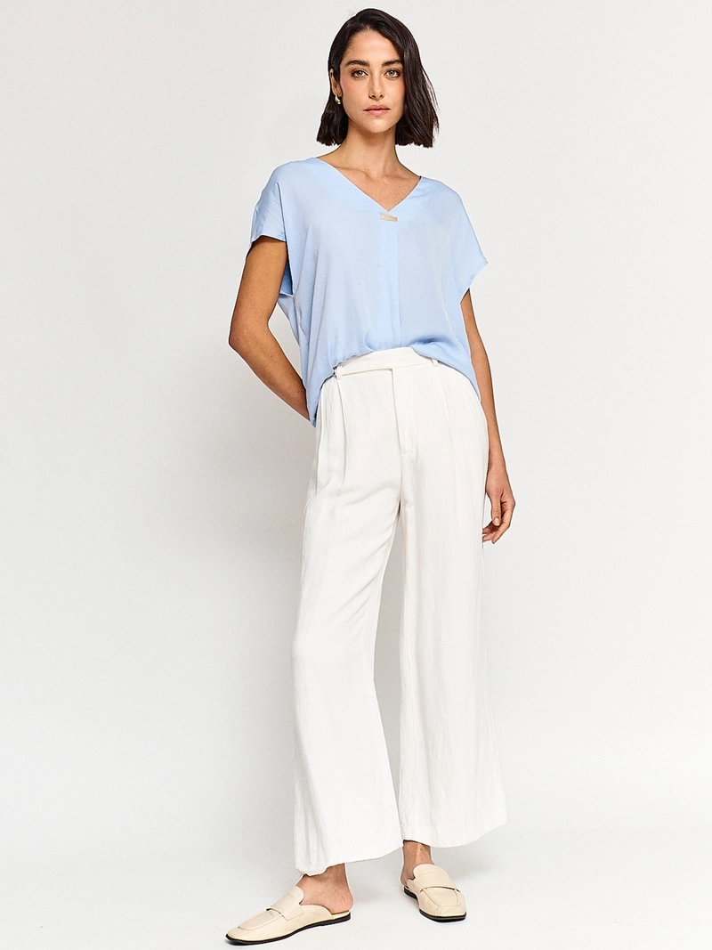 BLUSA MUJER CACHAREL CUELLO EN V MANGA CORTA - 4