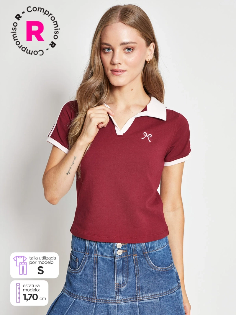 POLERA MUJER INDEX ALGODÓN CUELLO POLO MANGA CORTA - 1