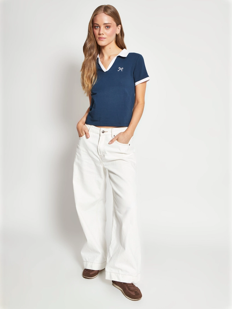 POLERA MUJER INDEX ALGODÓN CUELLO POLO MANGA CORTA - 4