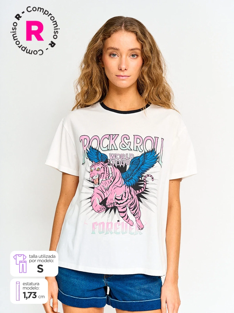 POLERA MUJER BARBADOS ALGODÓN MANGA CORTA - 1