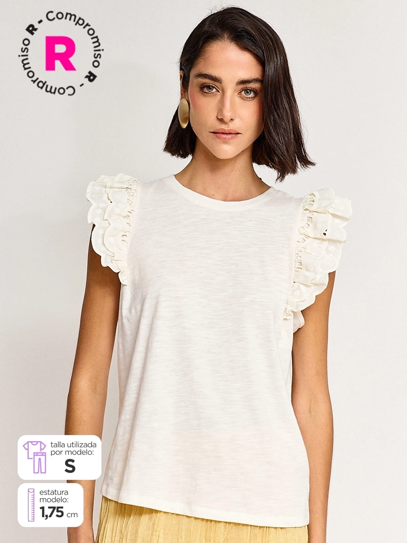 POLERA MUJER TATIENNE ALGODÓN SIN MANGAS VUELOS - 1