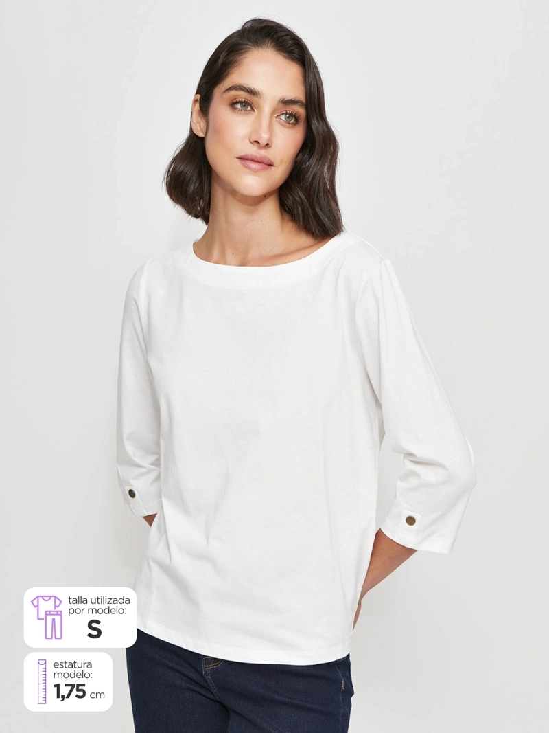 POLERA MUJER AZIZ ALGODÓN MANGA 3/4