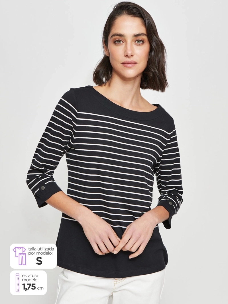 POLERA MUJER AZIZ ALGODÓN MANGA 3/4