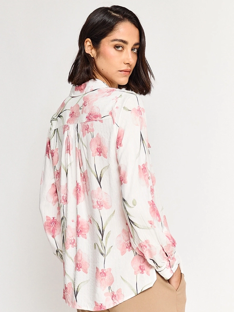 BLUSA MUJER CACHAREL MANGA LARGA CAMISERA ESTAMPADA - 2