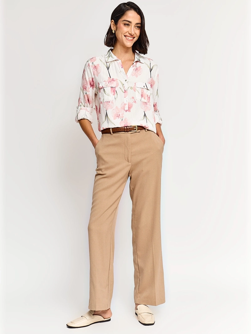 BLUSA MUJER CACHAREL MANGA LARGA CAMISERA ESTAMPADA - 4