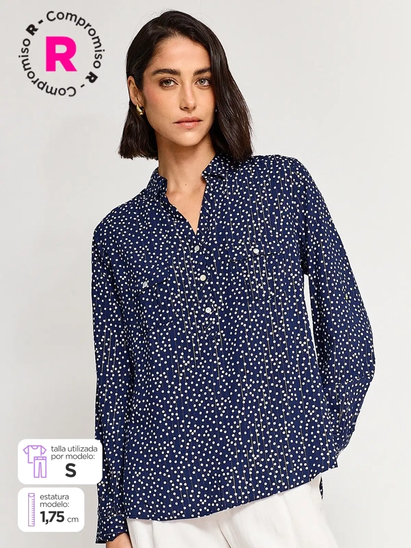 CACHAREL BLUSA MUJER CACHAREL MANGA LARGA CAMISERA ESTAMPADA