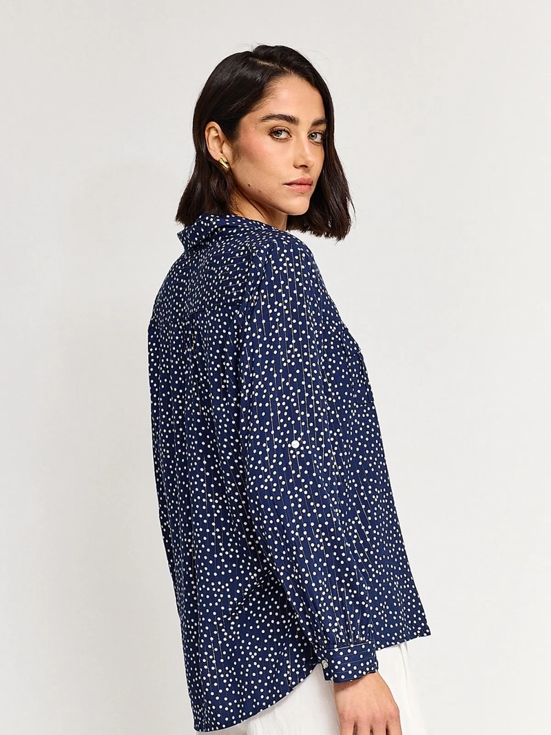 BLUSA MUJER CACHAREL MANGA LARGA CAMISERA ESTAMPADA - 2