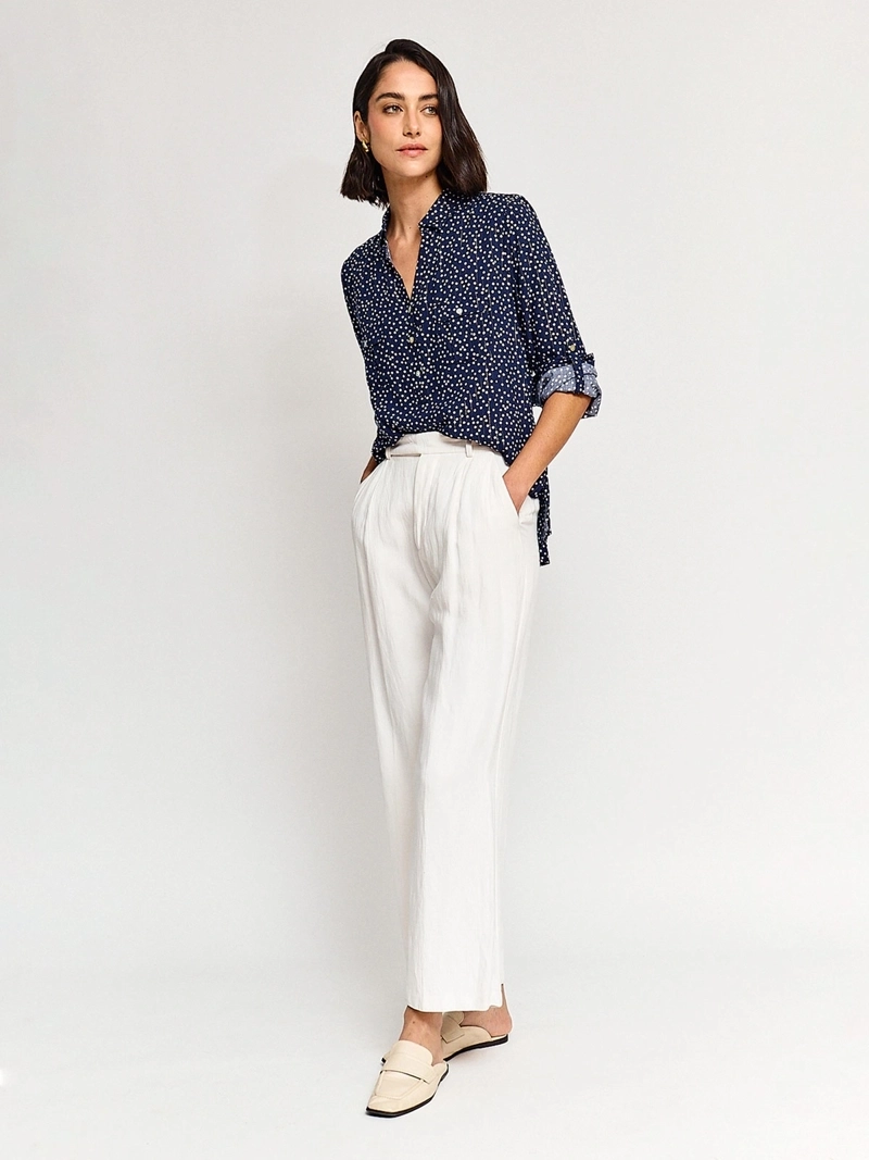 BLUSA MUJER CACHAREL MANGA LARGA CAMISERA ESTAMPADA - 4
