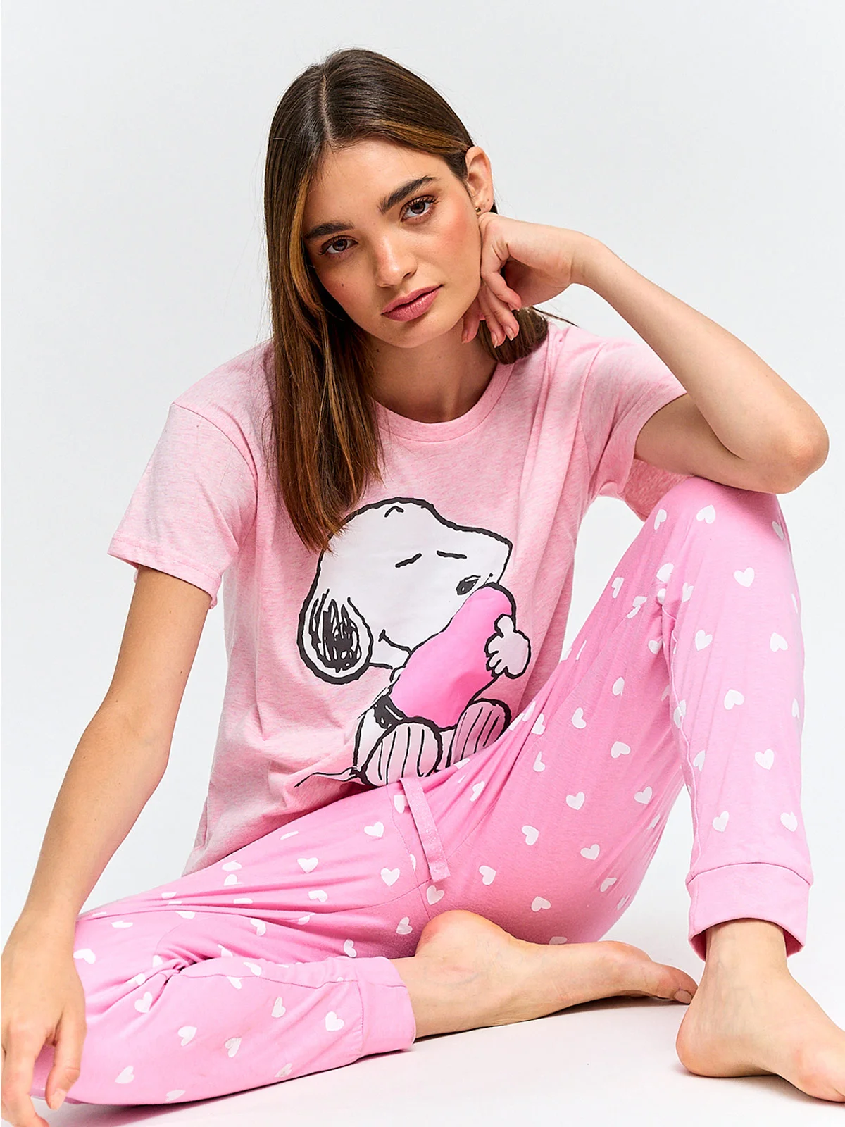 PIJAMA MUJER INDEX SNOOPY MANGA LARGA ROSADO - 4