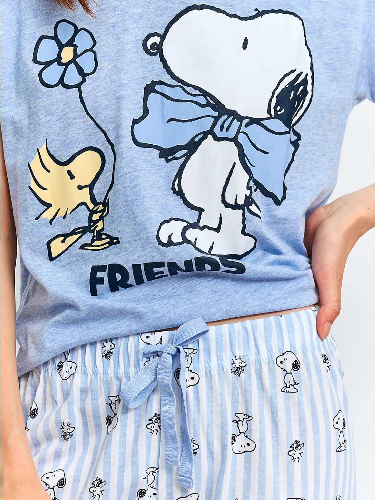 PIJAMA MUJER INDEX SNOOPY MANGA LARGA CELESTE - 3