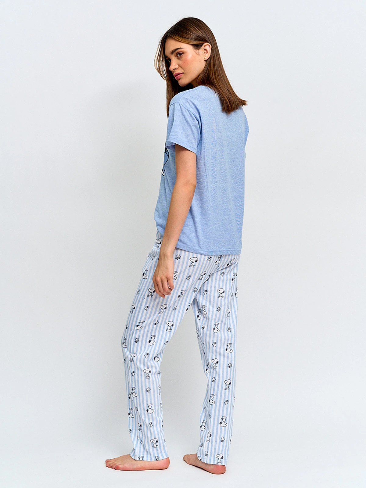 PIJAMA MUJER INDEX SNOOPY MANGA LARGA CELESTE - 2