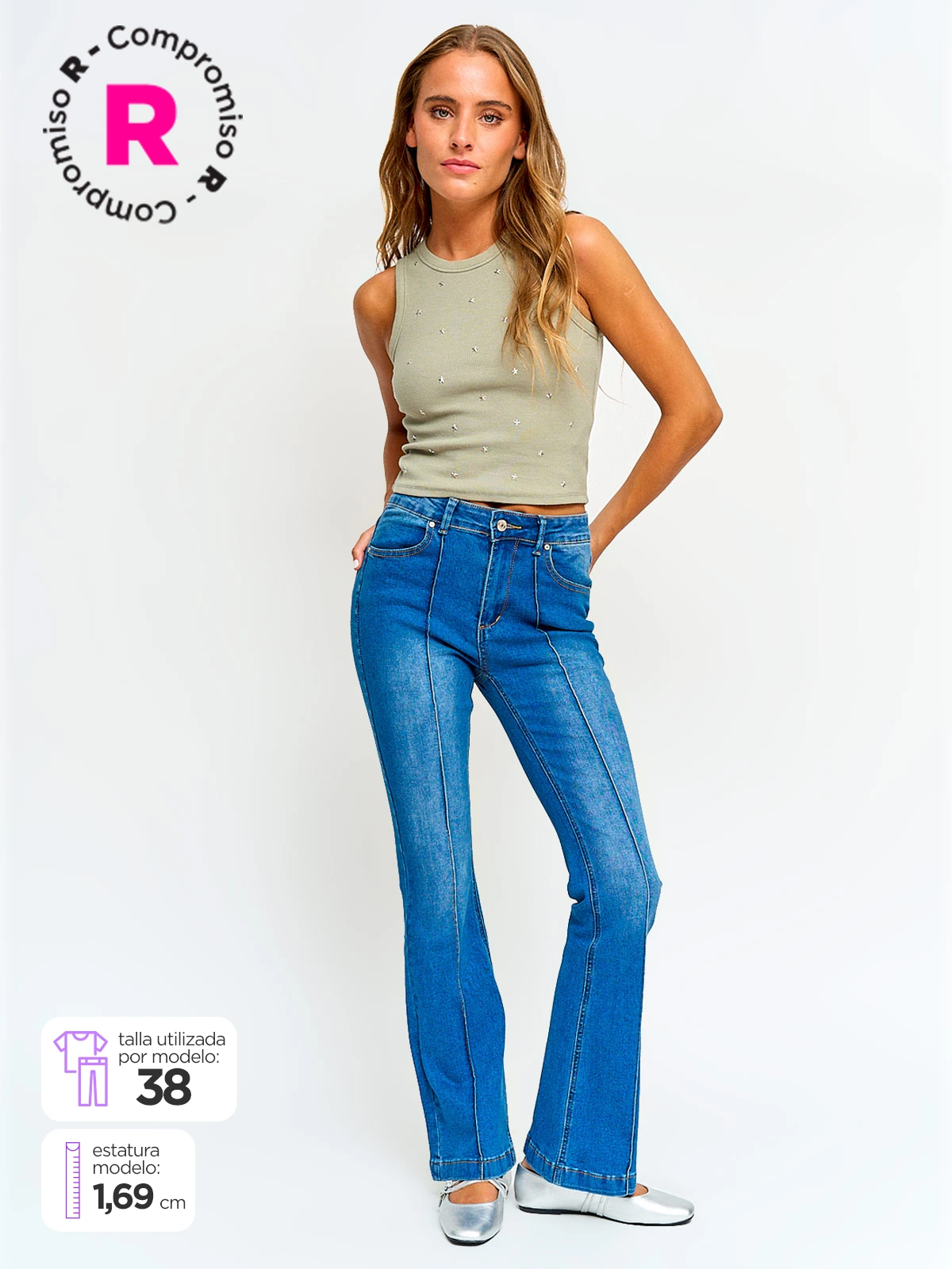 JEANS MUJER INDEX ALGODÓN FLARE - 1