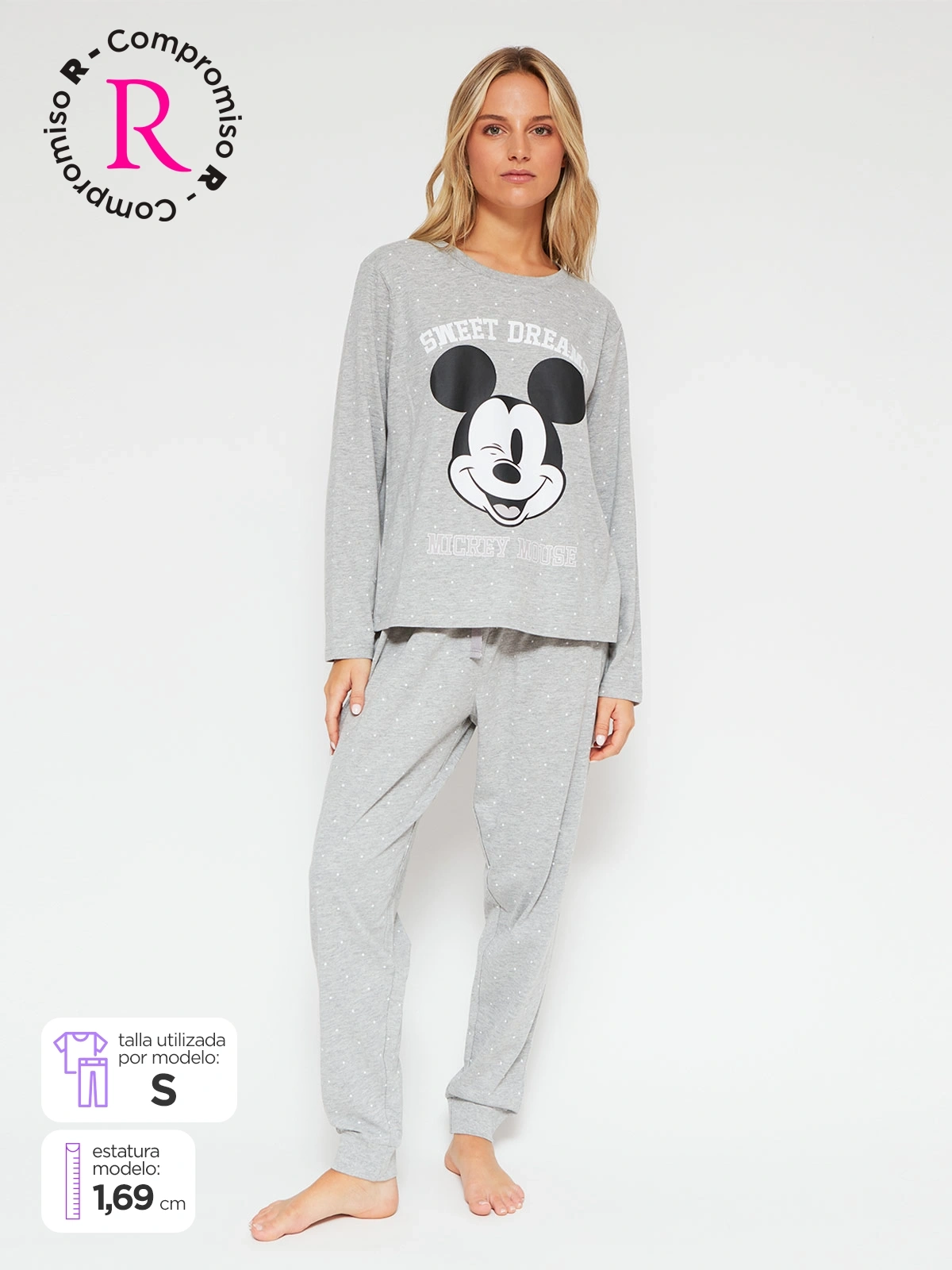 PIJAMA MUJER MICKEY & MINNIE MANGA LARGA GRAFITO - 1