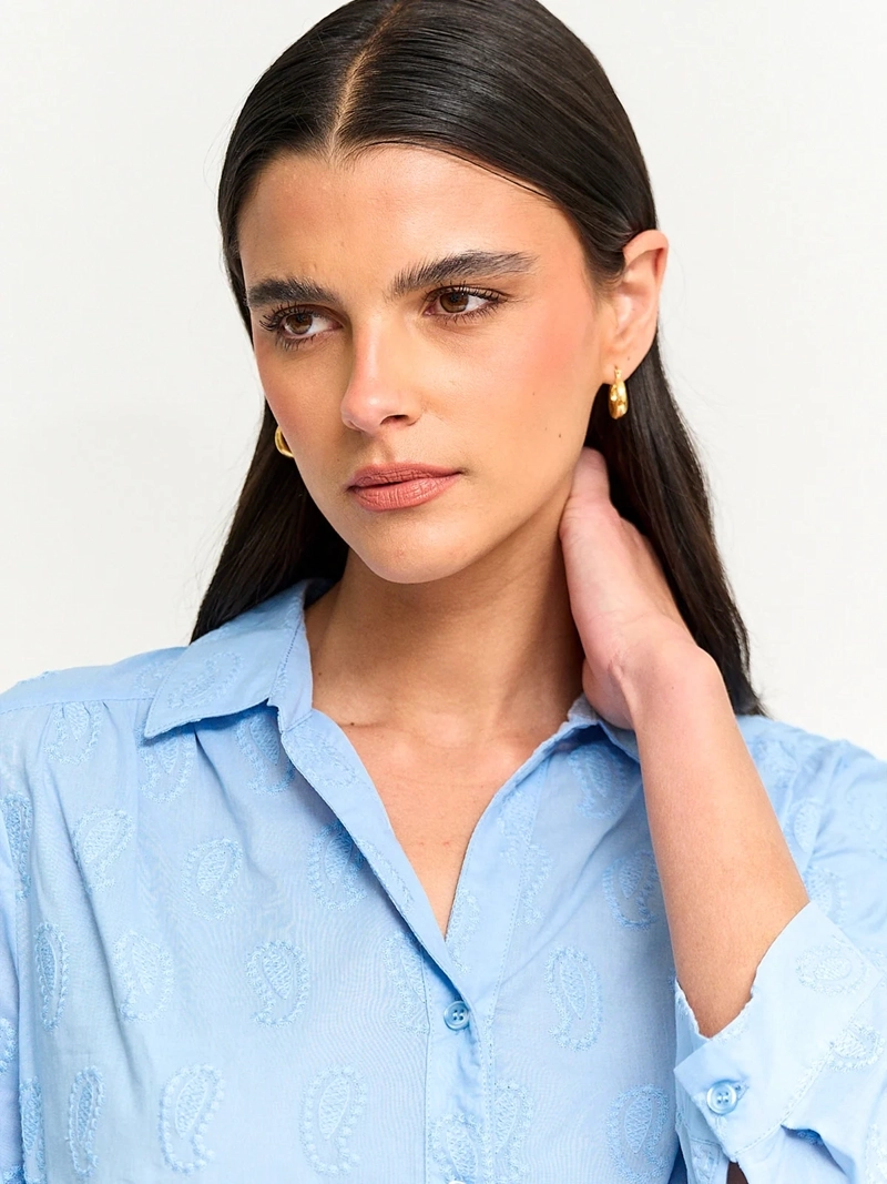 BLUSA MUJER AZIZ ALGODÓN MANGA 3/4 BORDADA - 3