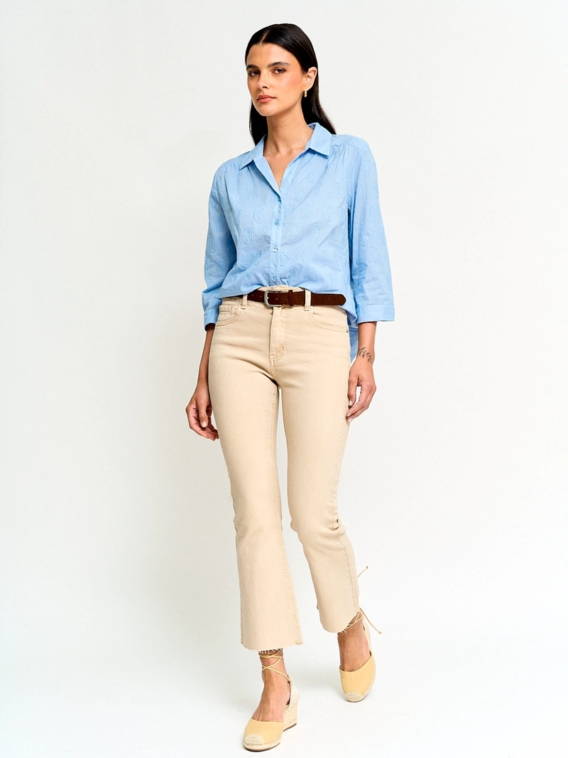 BLUSA MUJER AZIZ ALGODÓN MANGA 3/4 BORDADA - 4
