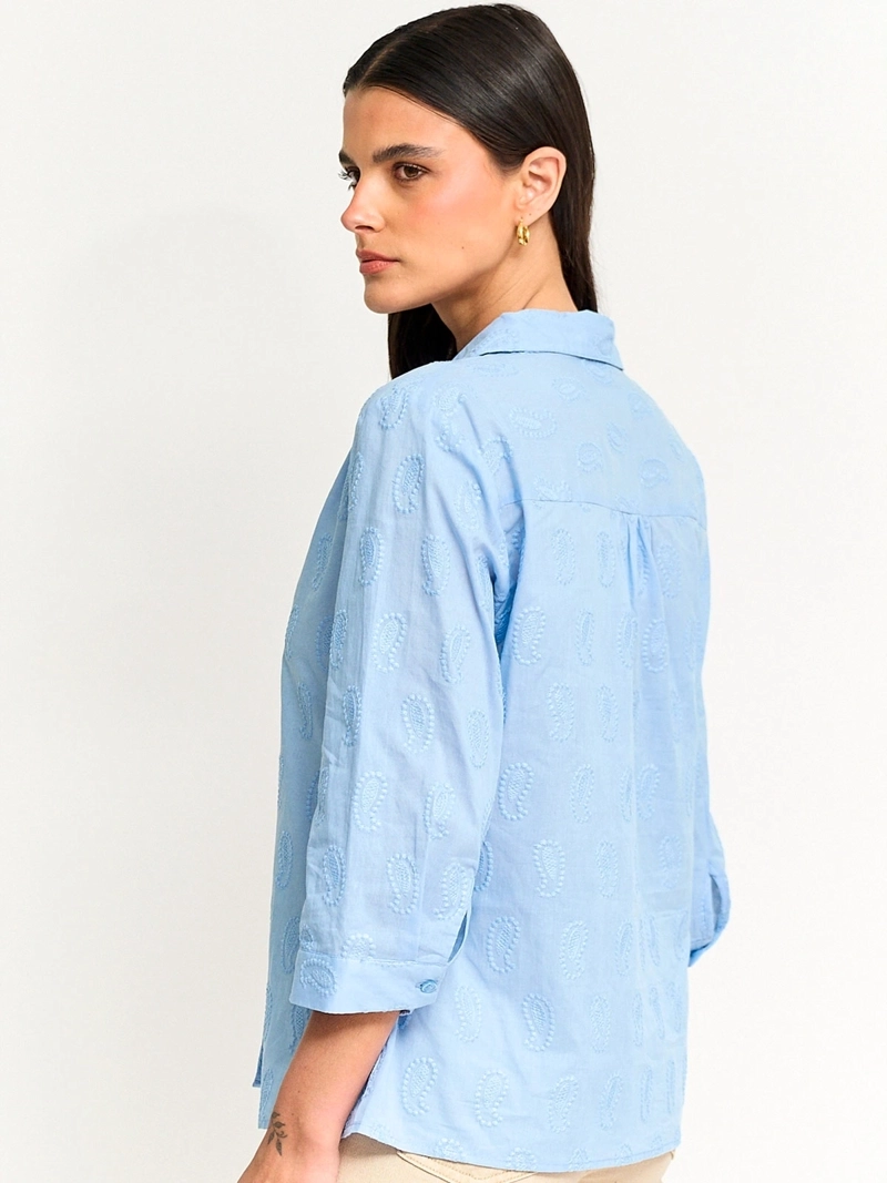 BLUSA MUJER AZIZ ALGODÓN MANGA 3/4 BORDADA - 2