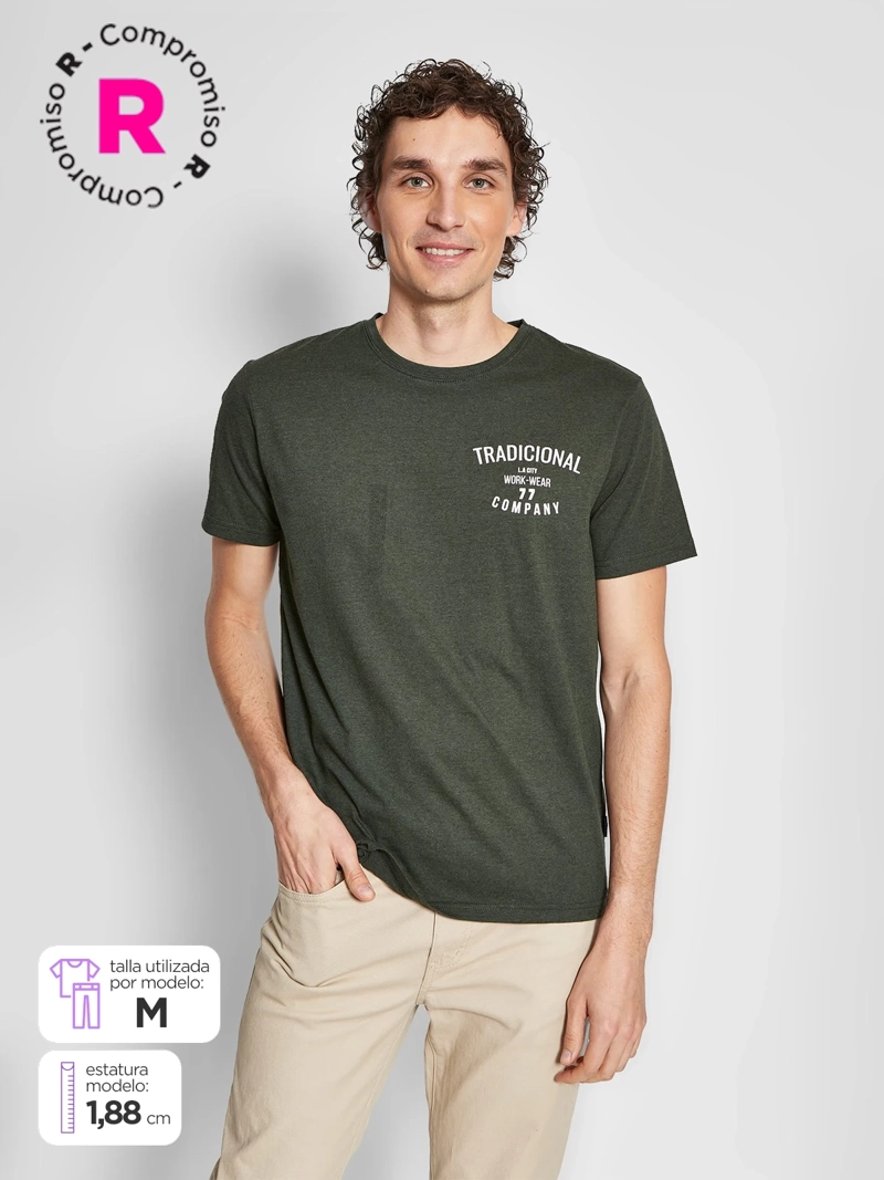 POLERA HOMBRE ROBERT LEWIS ALGODÓN CUELLO REDONDO MANGA CORTA ESTAMPADO