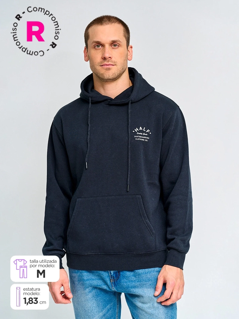 POLERÓN HOMBRE HALF ALGODÓN HOODIE ACID WASH PRINT - 1