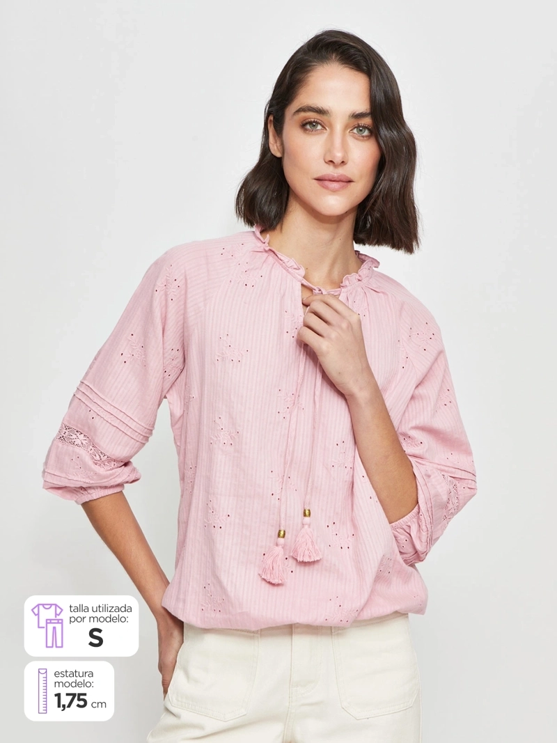BLUSA MUJER AZIZ ALGODÓN MANGA 3/4 - 1