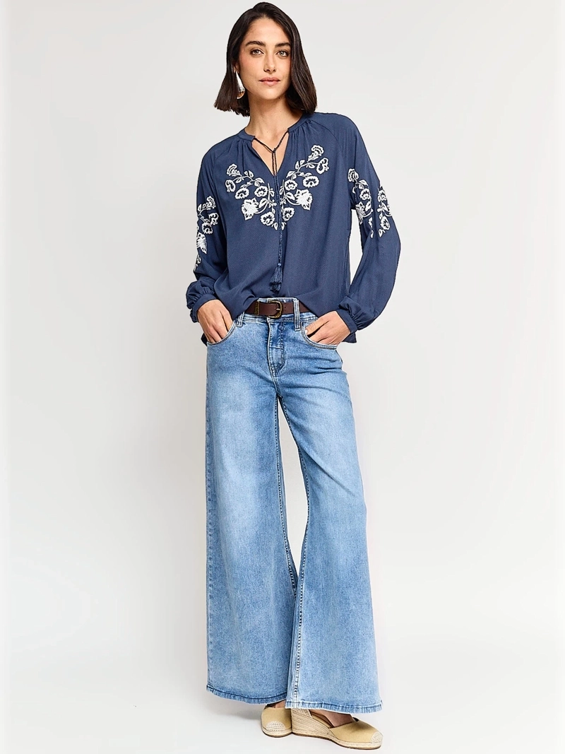 BLUSA MUJER AZIZ MANGA LARGA BORDADA - 4