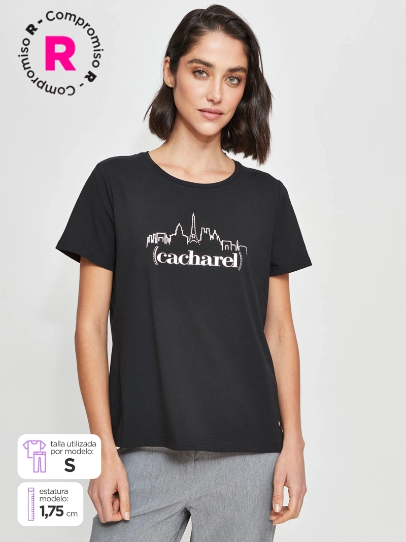 POLERA MUJER CACHAREL ALGODÓN MANGA CORTA - 1