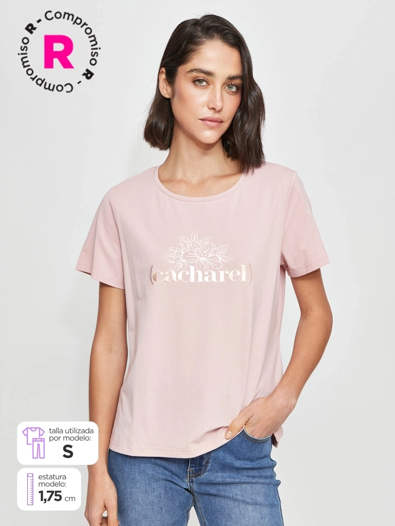POLERA MUJER CACHAREL ALGODÓN MANGA CORTA - 1