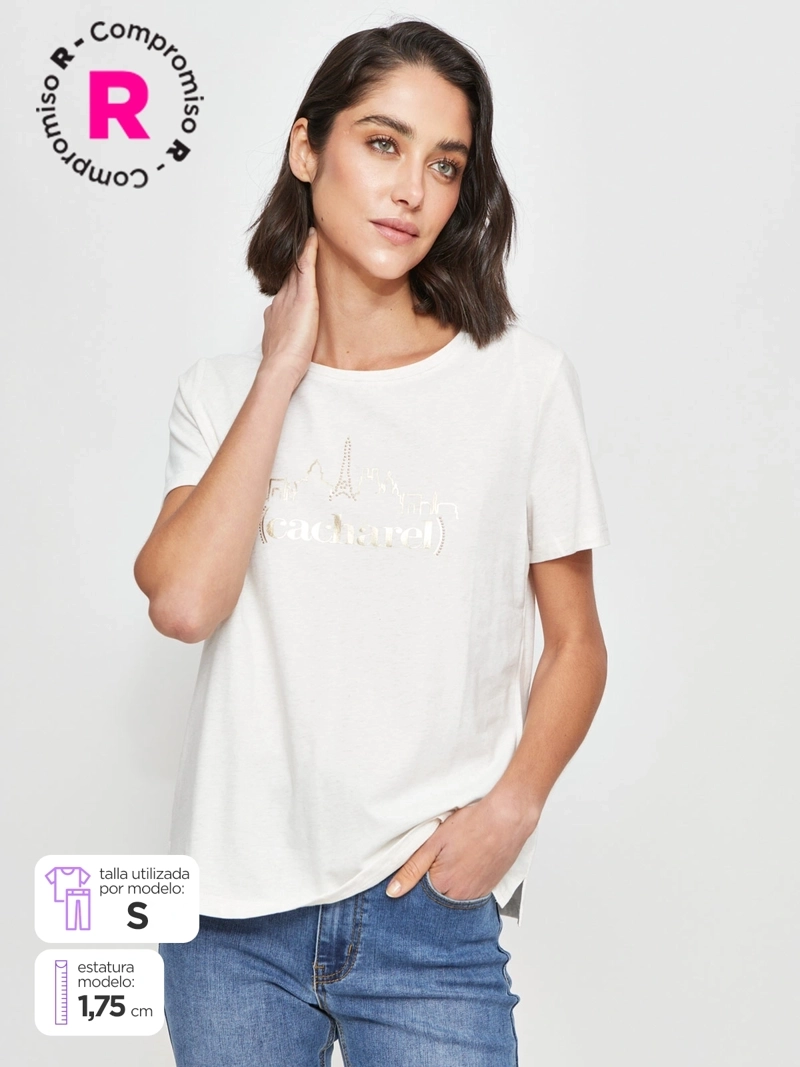 POLERA MUJER CACHAREL ALGODÓN MANGA CORTA