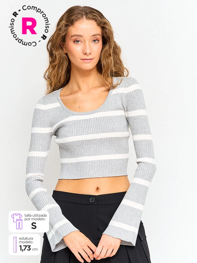 SWEATER MUJER INDEX MANGA LARGA TEJIDO - 1