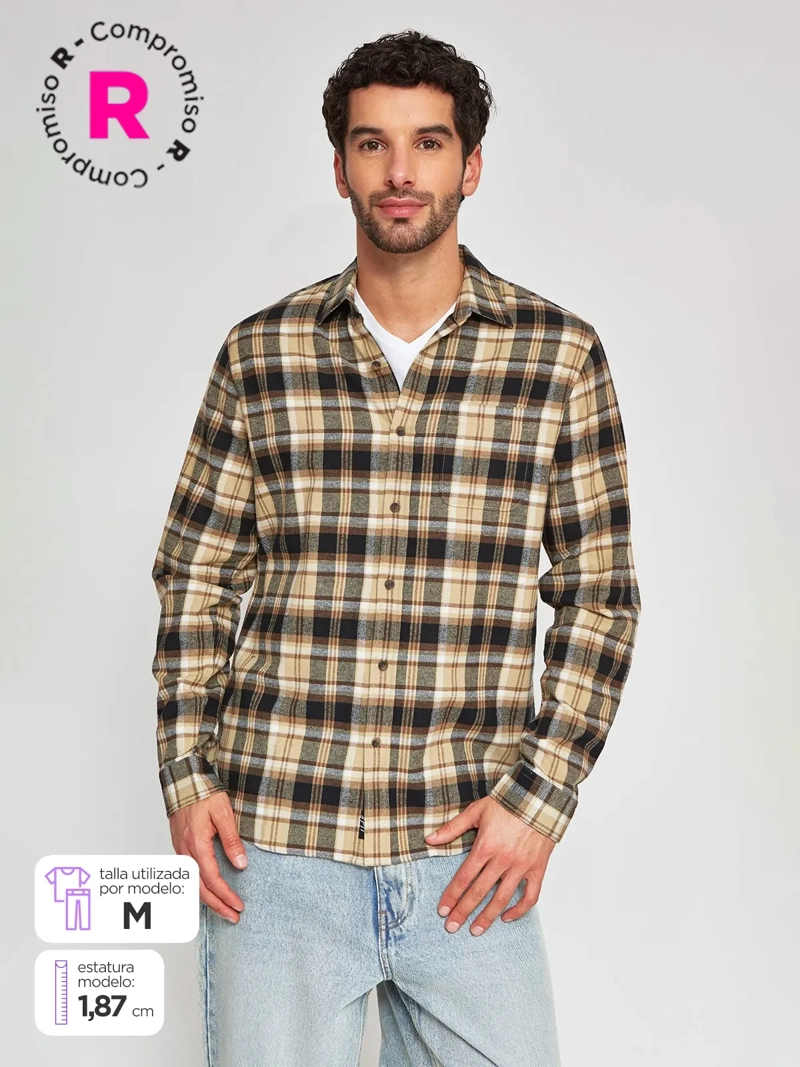 CAMISA HOMBRE HALF ALGODÓN MANGA LARGA