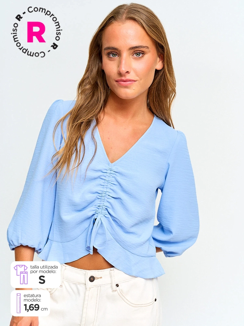 BLUSA MUJER INDEX MANGA LARGA AMARRA - 1