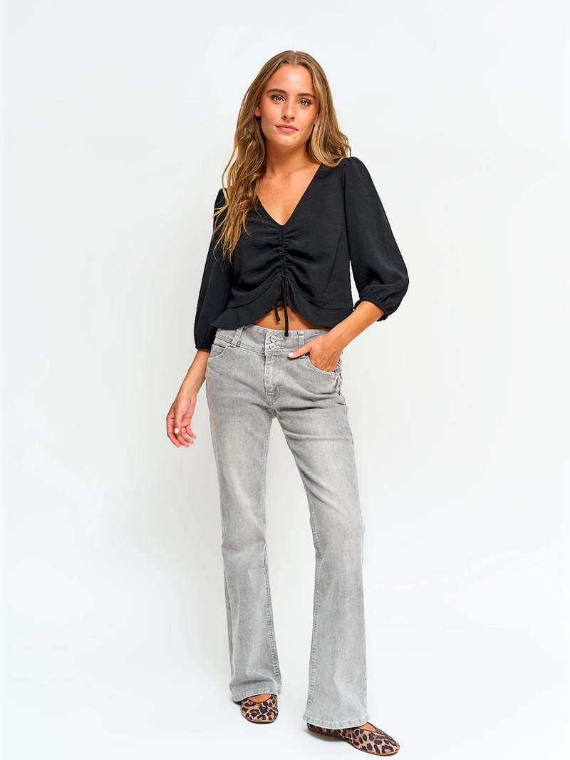 BLUSA MUJER INDEX MANGA LARGA AMARRA - 4