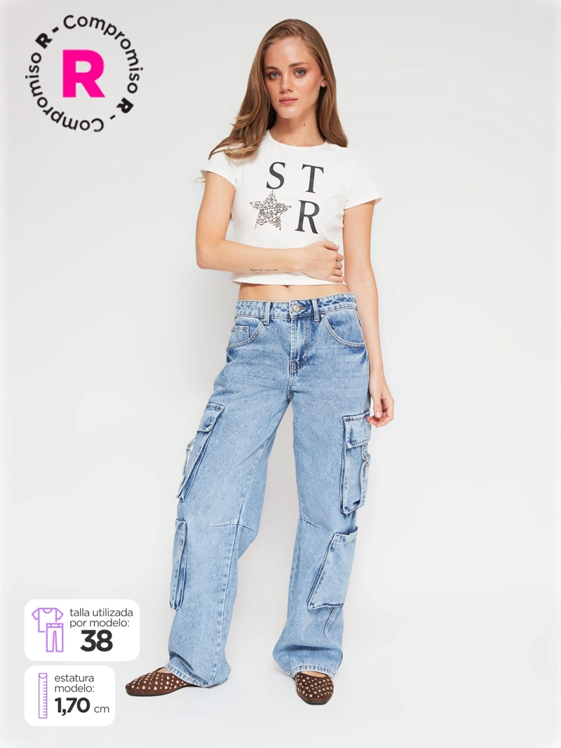 JEANS MUJER INDEX ALGODÓN CARGO - 1