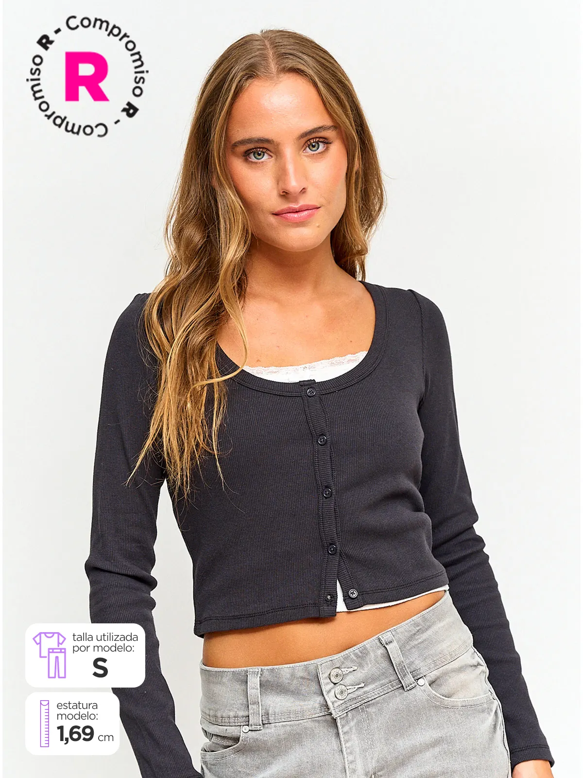 POLERA MUJER INDEX ALGODÓN MANGA LARGA BOTONES - 2