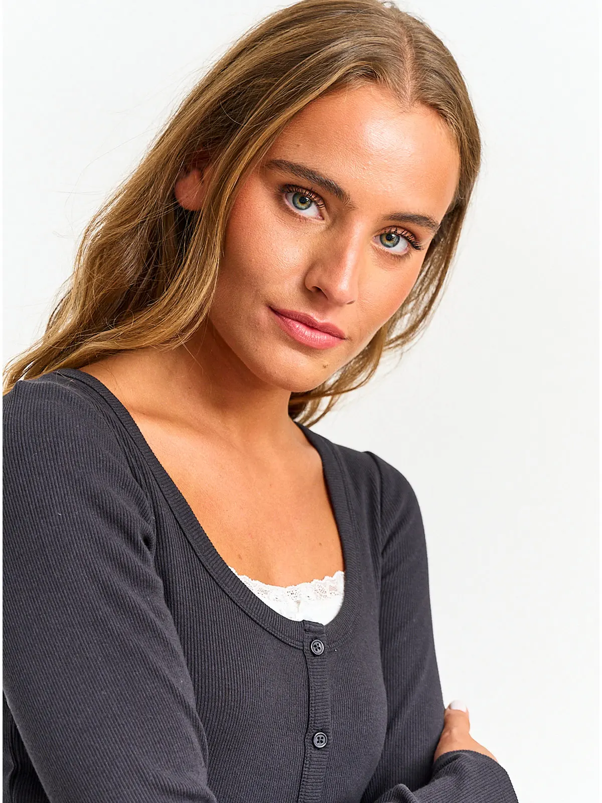 POLERA MUJER INDEX ALGODÓN MANGA LARGA BOTONES - 4