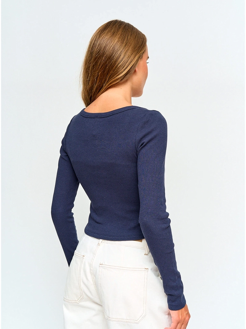 POLERA MUJER INDEX ALGODÓN MANGA LARGA BOTONES - 2
